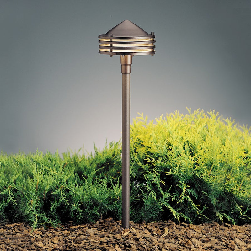 Kichler Galaxy Path & Spread 1-Light 12V Landscape Light | Contemporary Textured Architectural Bronze Aluminum | Garden Path | Model 15318AZT