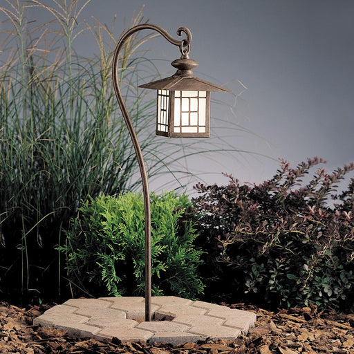 Kichler Mission Path & Spread 1-Light 12V Landscape Light | Patina Bronze and Satin Etched Glass | Walkway & Garden Accent | Model 15319PZ