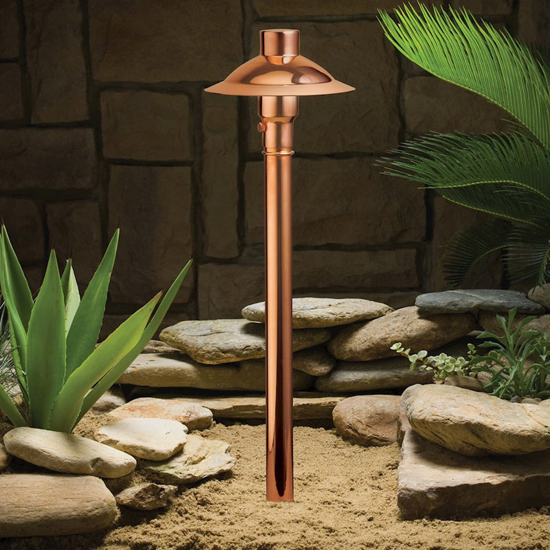 Kichler Copper 22in 1-Light Landscape Path Light | Traditional Copper and Satin Etched Glass | Garden & Walkway | 6 x 22 in | Model 15350CO