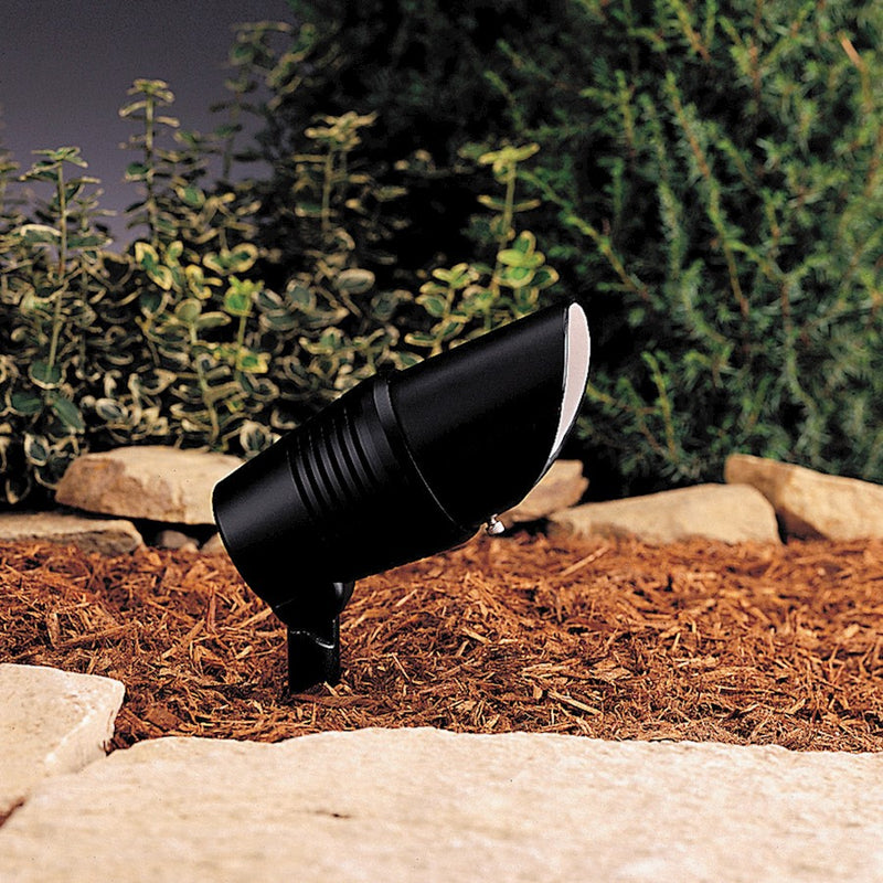 Kichler Accent 1-Light Landscape Spotlight | Black Thermoplastic and Clear Glass | Landscape Accent & Grazing | 3 x 5 in | Model 15382BK