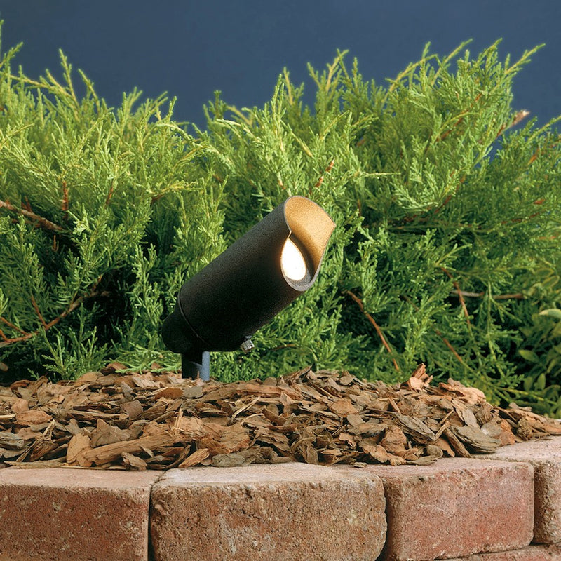 Kichler Mini Accent 6in 1-Light Landscape Spotlight | Textured Black Aluminum | Uplighting & Grazing | 6 x 2.5 x 6 in | Model 15384BKT