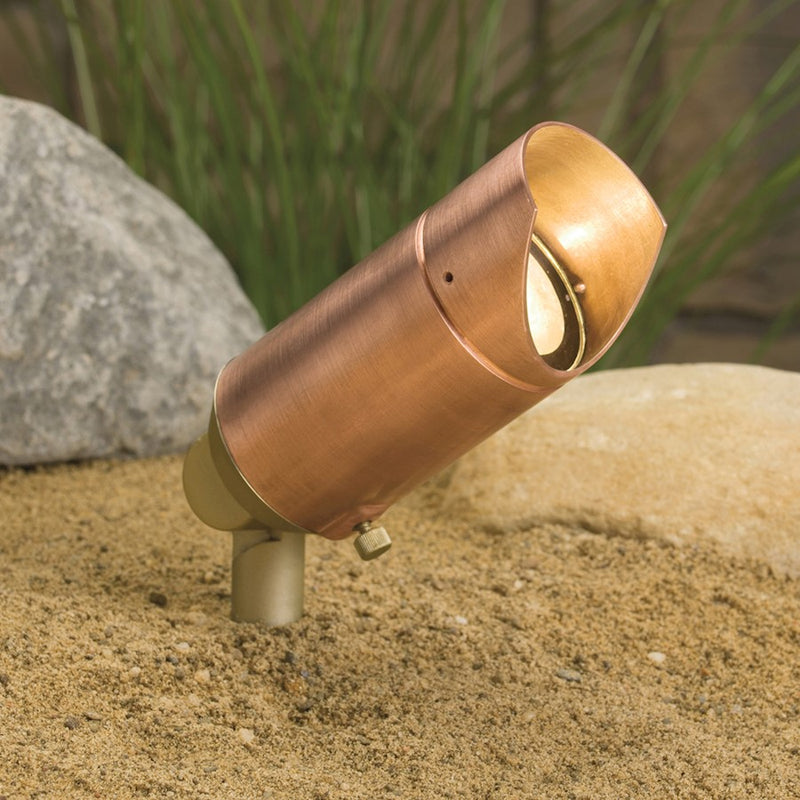 Kichler Copper Accent 1-Light 12V Landscape Spotlight | Copper & Brass with Clear Glass | Uplighting & Grazing | 6 x 2.5 x 6 in | Model 15384CO
