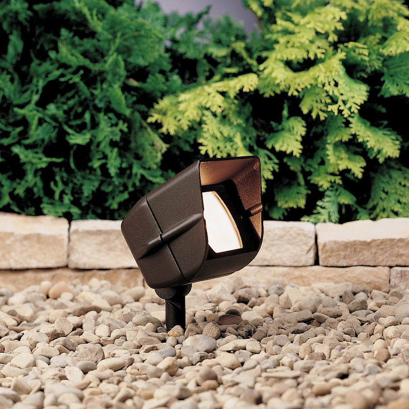 Kichler Accent 5in 1-Light Landscape Spotlight | Textured Architectural Bronze and Clear Glass | Garden & Pathway | 5 x 4.5 x 5 in | Model 15396AZT