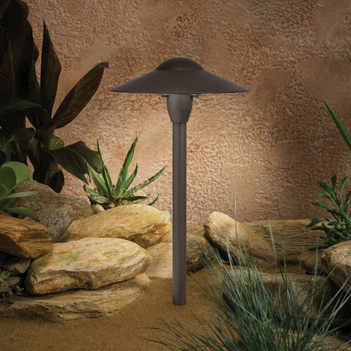 Kichler Dome Path Light 8in W x 15in H | Textured Architectural Bronze Aluminum | Garden & Pathway Lighting | 1-Light 16W 921 | Model 15410AZT