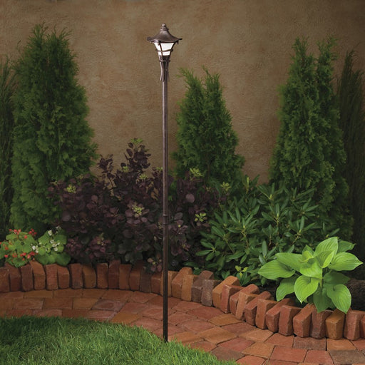 Kichler Cotswold 59in 1-Light Path Light | Transitional Aged Bronze and Weathered White Glass | Garden & Walkway | 6 x 59 in | Model 15421AGZ