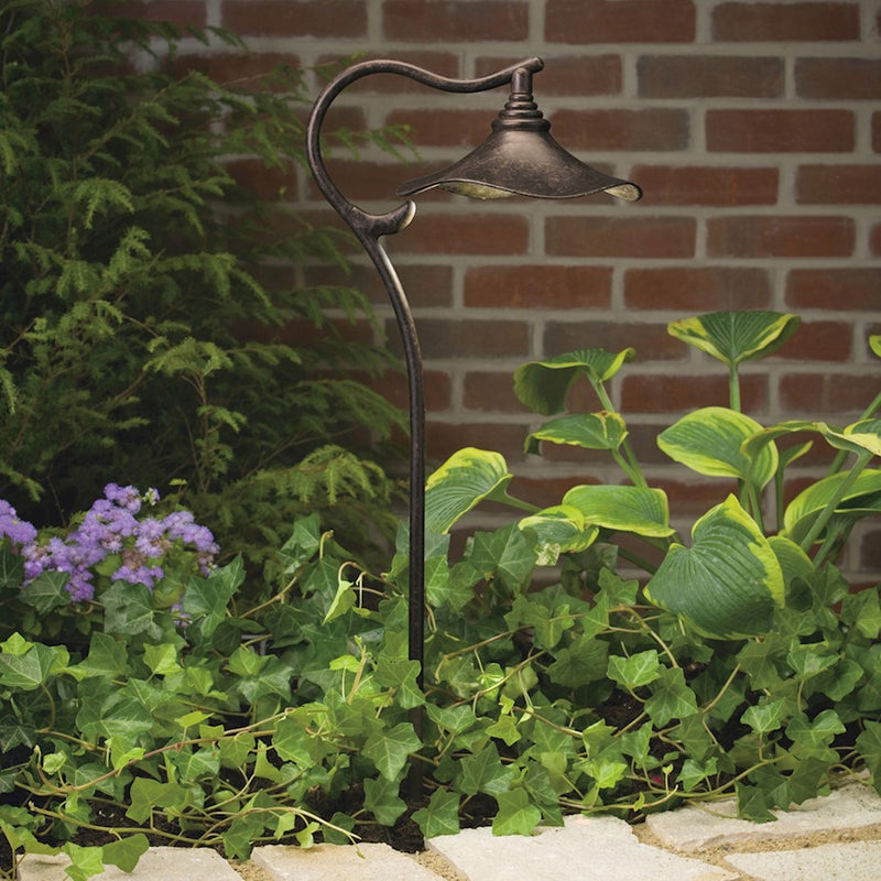 Kichler Cotswold 26in Path & Spread Light | Aged Bronze Aluminum Landscape | Garden & Walkway Accent | 11 x 8 x 26 in, 1-Light 12V | Model 15422AGZ