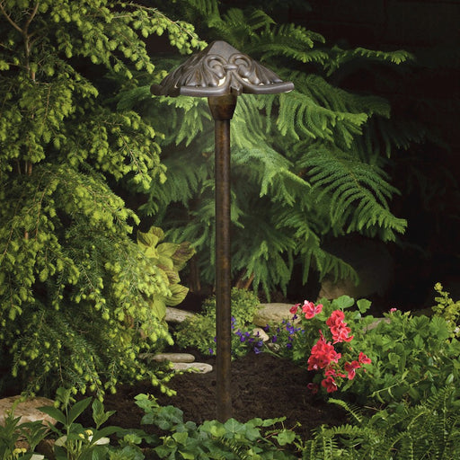 Kichler Pierced Scrollwork 6in 1-Light Path Light | Traditional Textured Tannery Bronze Aluminum | Landscape Pathway & Garden Accent | Model 15437TZT