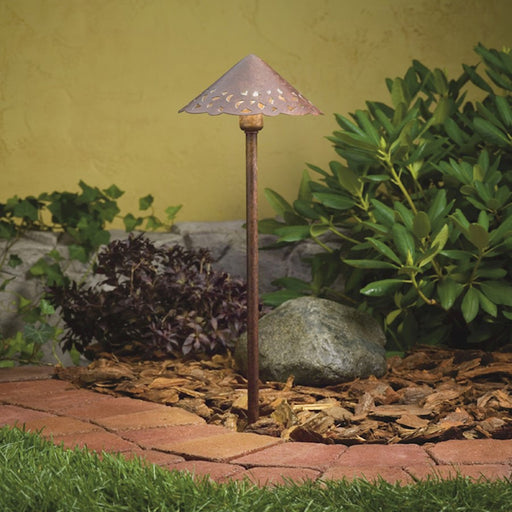 Kichler Cast Aluminum Hammered Roof 1-Light Landscape Light | Traditional Textured Tannery Bronze | Garden & Walkway Accent | Model 15471TZT