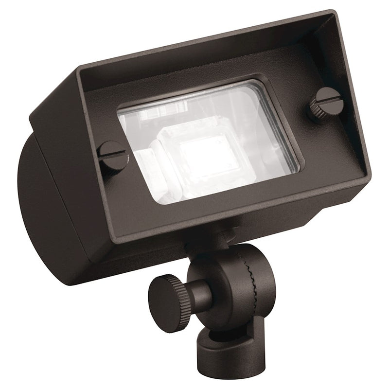 Kichler 4in Mini Flood Light | Utilitarian Textured Architectural Bronze Aluminum | Outdoor Landscape & Security | 4 x 2.75 x 3.75 in | Model 15476AZT