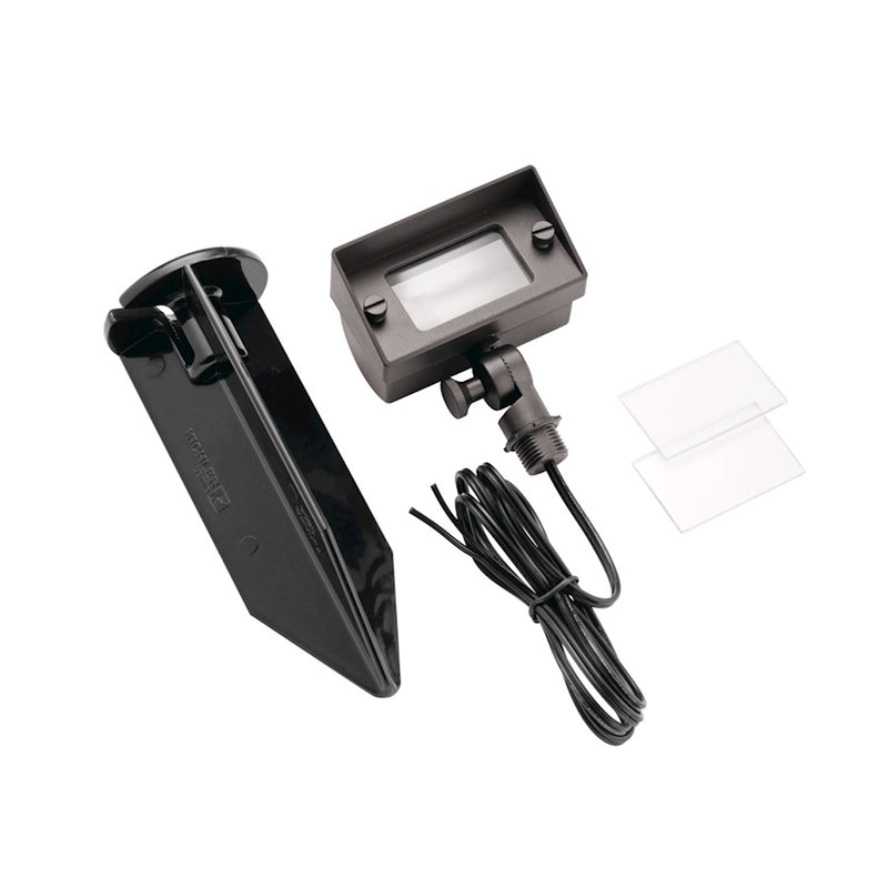 Kichler 4in Mini Flood Light | Utilitarian Textured Architectural Bronze Aluminum | Outdoor Landscape & Security | 4 x 2.75 x 3.75 in | Model 15476AZT