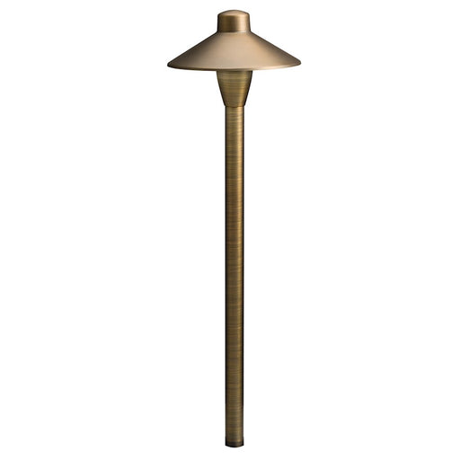 Kichler 12V Brass Path Light 21in | Centennial Brass Landscape Accent | Garden & Walkway Lighting | 6.75 x 6.75 x 21 in | Model 15478CBR