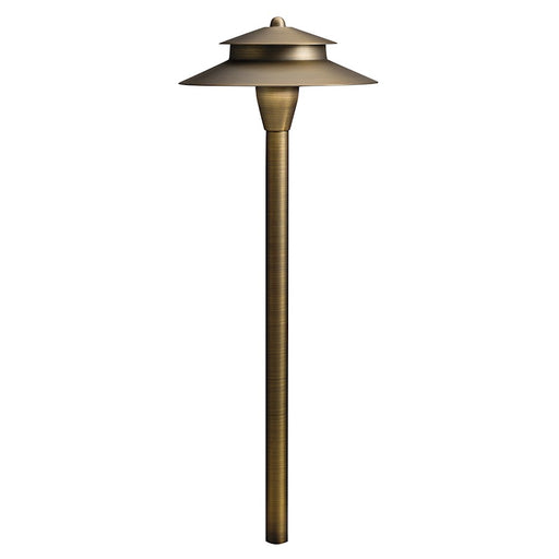 Kichler 12V Brass Path Light 8.5in | Centennial Brass | Landscape & Garden Pathway | 8.5 x 8.5 x 23.25 in | Model 15480CBR