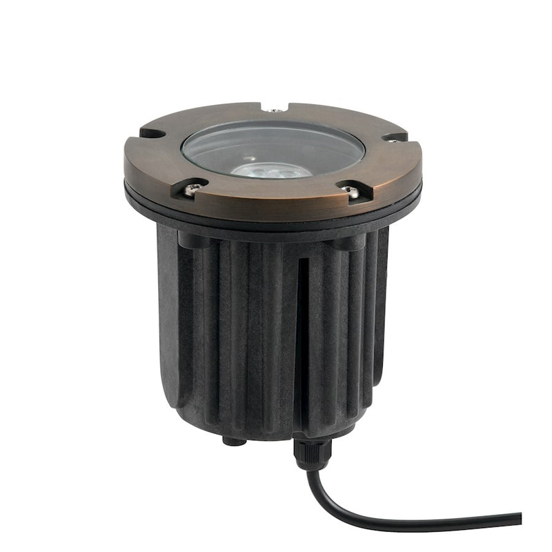 Kichler Brass Trim Inground 1-Light Landscape Light | Centennial Brass and Clear Glass | Pathway & Garden Accent | 5 x 5 x 4.25 in | Model 15495CBR