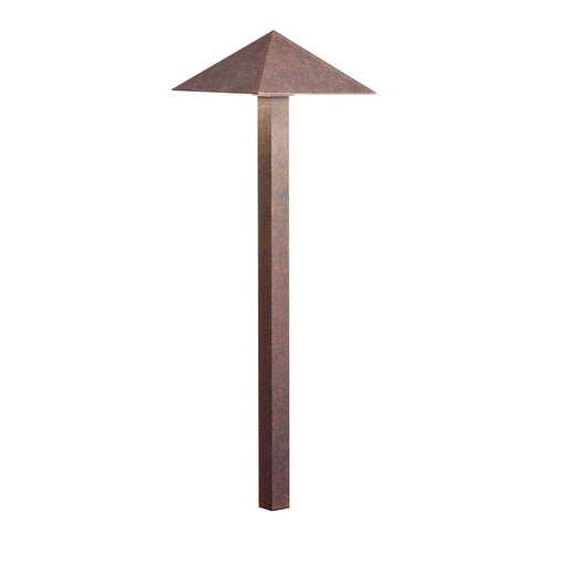 Kichler Pyramid 8in LED Path Light | Utilitarian Textured Tannery Bronze | Garden & Walkway | 8 x 8 x 27 in | Model 15802TZT27R