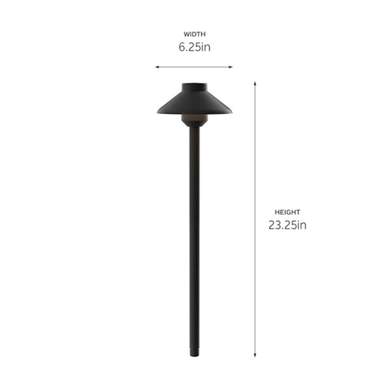 Kichler Landscape LED Stepped Dome 22in LED Path Light | Black Textured Aluminum | Garden & Walkway | 160 Lumens, 3000K, 2W | Model 15820BKT30