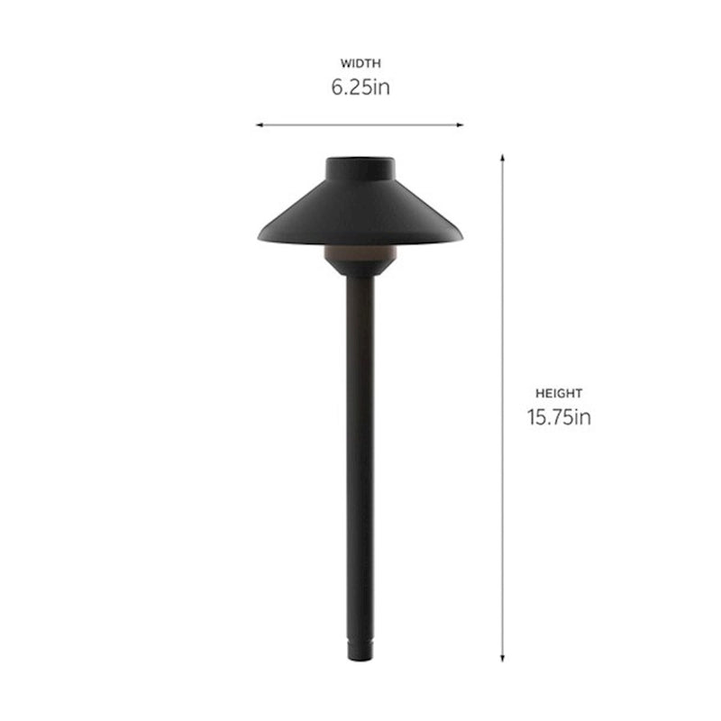 Kichler Landscape LED Stepped Dome 22in LED Path Light | Black Textured Aluminum | Garden & Walkway | 160 Lumens, 3000K, 2W | Model 15820BKT30