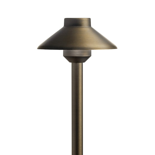Kichler 6in LED Integrated Stepped Dome Landscape Light | Centennial Brass Brass | Outdoor Pathway & Garden | 6 x 6 x 15 in | Model 15821CBR27