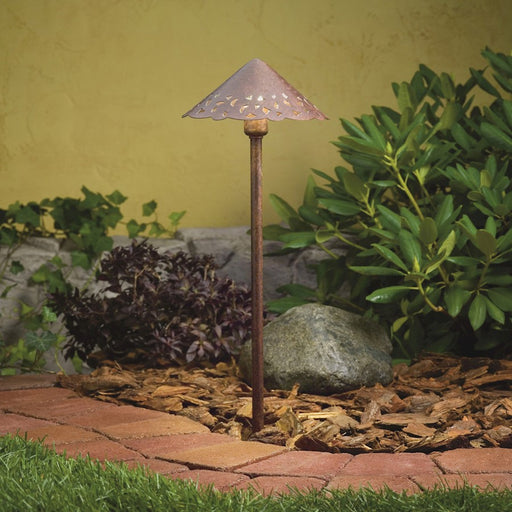 Kichler Landscape LED 8in Hammered Roof Path Light | Textured Tannery Bronze Copper | Garden Walkway & Pathway | 8 x 8 x 22 in | Model 15843TZT