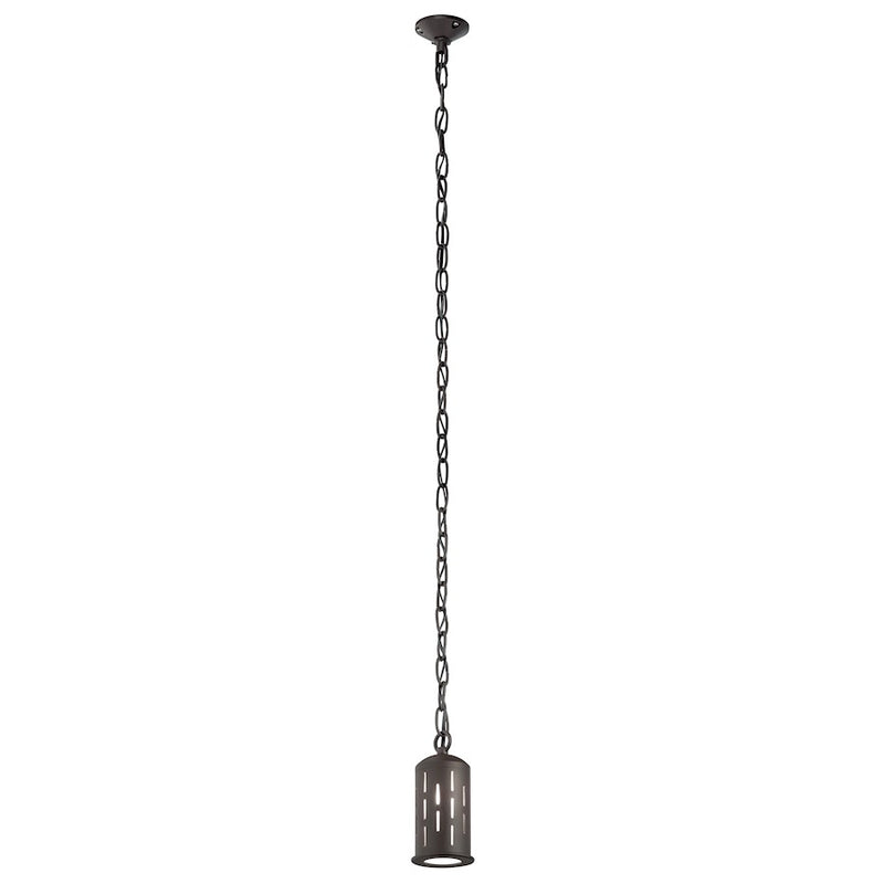 Kichler 3in 1-Light LED Outdoor Pendant | Textured Architectural Bronze and Clear Glass | Covered Patio | 3 x 7 in | Model 15849AZT