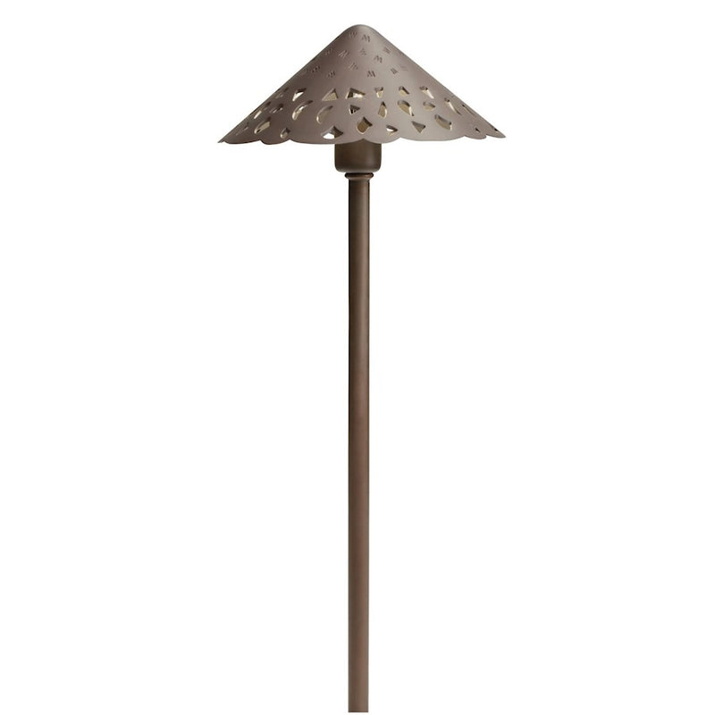 Kichler 12V LED Cast Aluminum Hammered Roof Landscape Light | Textured Tannery Bronze | Garden & Pathway Accent | Model 15871TZT27