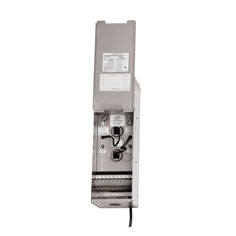 Kichler Pro Series 600W 2-in-1 Low Voltage Transformer | Stainless Steel | Landscape Lighting | 6 x 7 x 23 in | Model 15PRD600SS