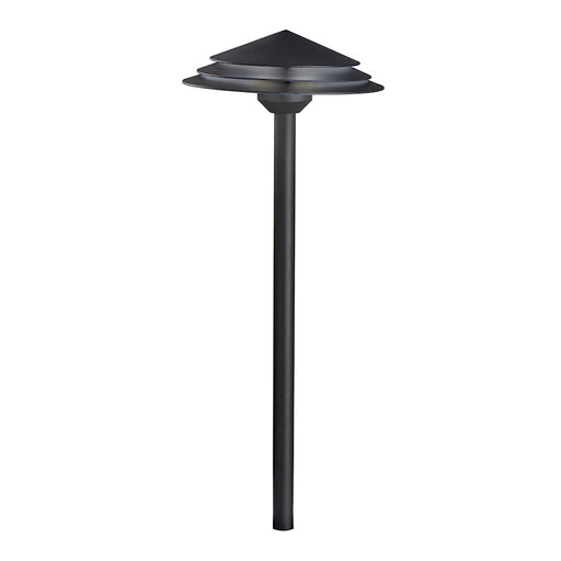 Kichler Round Tiered 21in LED Path Light | Textured Black Aluminum | Walkway & Garden Lighting | 8W Integrated LED, 3000K, Wet | Model 16124BKT30
