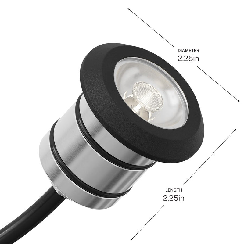 Kichler Landscape LED 2in Mini Recessed Light | Black Brass Stainless Steel and Tempered Glass | Walkway & Patio Accent | 100 Lumens | Model 16140BKB27
