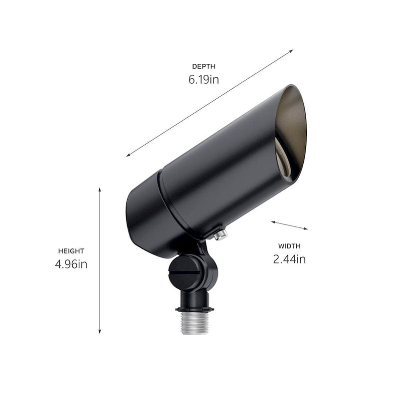 Kichler Landscape 6in 1-Light LED Accent Kit | Utilitarian Textured Black Cast Aluminum | Outdoor Landscape & Garden | 6 x 2 x 4 in | Model 16193BKT