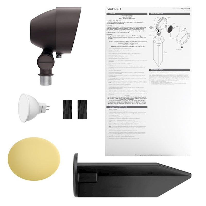 Kichler Landscape LED Flood Kit | Black Textured Cast Aluminum | Utilitarian Outdoor Flood Light | 3.4 x 3.75 x 5.28 in | Model 16194BKT