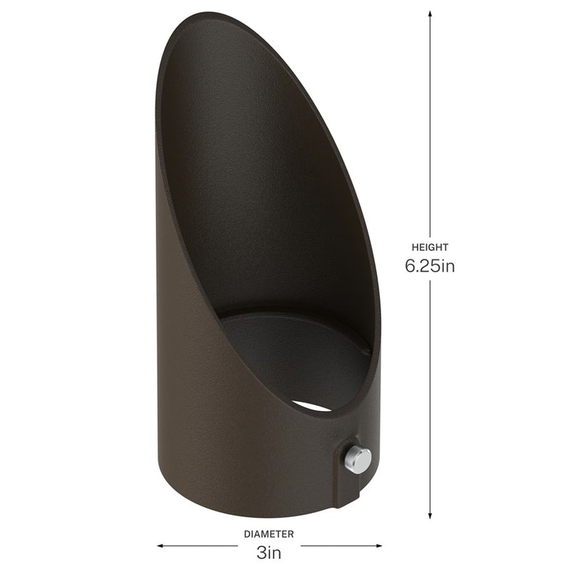 Kichler Varia Large Long Cowl | Textured Architectural Bronze Aluminum | Outdoor Accent Light Accessory | 6.25in H | Model 16296AZT
