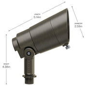 Kichler Integra 5in 1-Light Accent Light | Brass Centennial Brass | Landscape & Pathway | 5.14 x 2.59 x 4.38 in | Model 16302CBR30