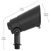 Kichler Integra 5in 600lm Accent Light | Modern Textured Black Aluminum | Outdoor Landscape & Accent | 5 x 3 x 4 in, Wet Location | Model 16305BKT30