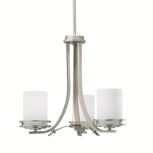Kichler Hendrik 19in 3-Light Chandelier | Contemporary Brushed Nickel and Satin Etched Opal Glass | Dining Room & Foyer | 19 x 17 in | Model 1671NI