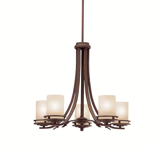 Kichler Hendrik 24in 5-Light Chandelier | Olde Bronze and Light Umber Glass | Dining Room & Foyer | 24.5 x 21.5 in | Model 1672OZ