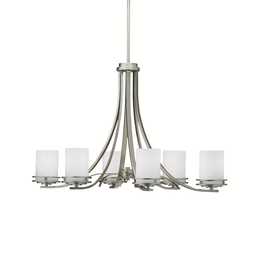 Kichler Hendrik 36in 6-Light Oval Chandelier | Brushed Nickel and Satin Etched Opal Glass | Dining Room & Living Room | 36 x 18 x 23 in | Model 1673NI
