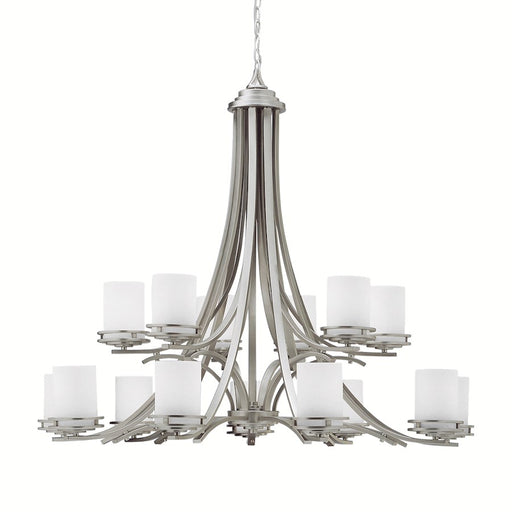 Kichler Hendrik 42in 15-Light Chandelier | Contemporary Brushed Nickel and Satin Etched Opal Glass | Dining Room & Grand Foyer | Model 1675NI