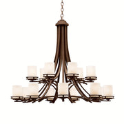 Kichler Hendrik 42in 15-Light Chandelier | Contemporary Olde Bronze and Light Umber Glass | Dining Room & Living Room | 42 x 36 in | Model 1675OZ