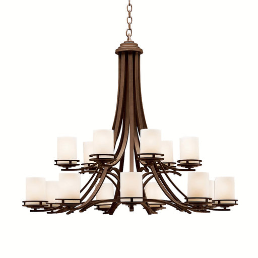 Kichler Hendrik 42in 15-Light Chandelier | Contemporary Olde Bronze and Light Umber Glass | Dining Room & Living Room | 42 x 36 in | Model 1675OZ