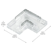 Kichler COB Dry 90 Degree Crimp Connector | Clear Plastic | Under Cabinet & Shelf Tape Light | 24V DC | Model 1CCOB90CLR