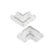 Kichler COB Dry 90 Degree Crimp Connector | Clear Plastic | Under Cabinet & Shelf Tape Light | 24V DC | Model 1CCOB90CLR
