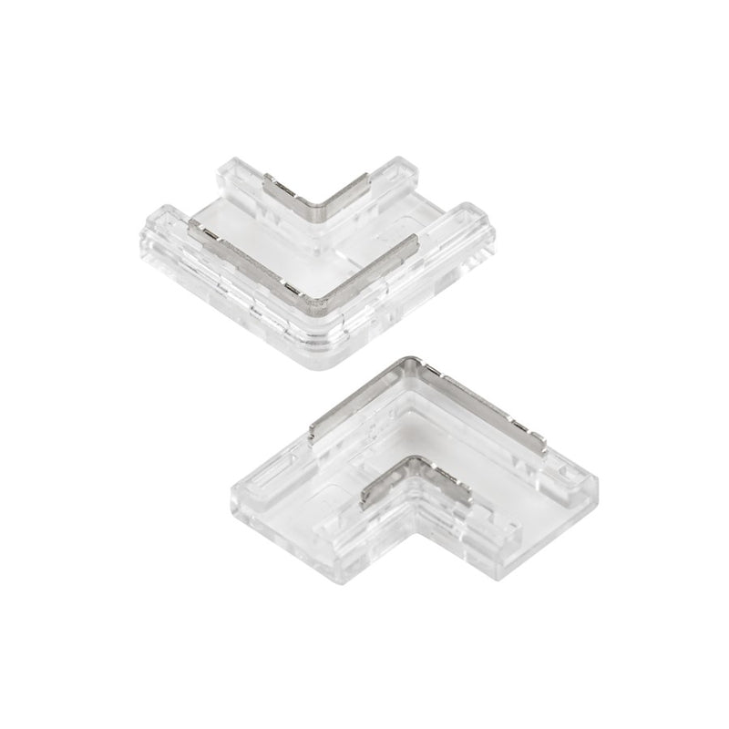 Kichler COB Dry 90 Degree Crimp Connector | Clear Plastic | Under Cabinet & Shelf Tape Light | 24V DC | Model 1CCOB90CLR