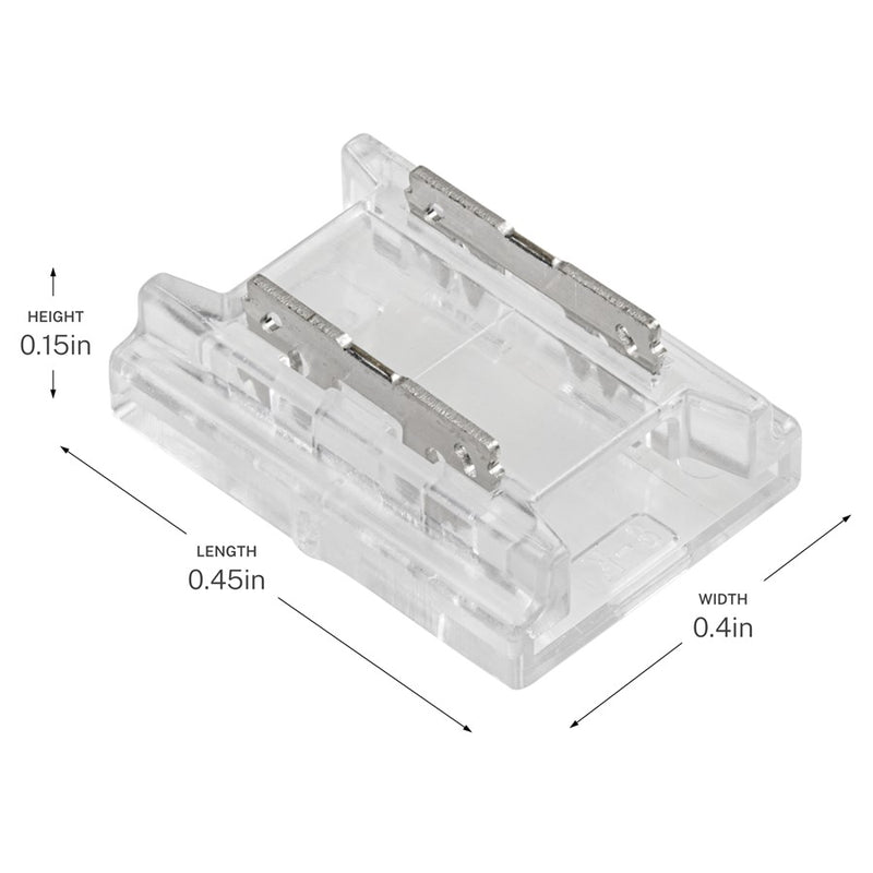 Kichler COB Dry Tape to Tape Crimp Connector | Clear Plastic | Under Cabinet & Shelf Tape Light Connector | 0.45 x 0.4 x 0.15 in | Model 1CCOBTTCLR