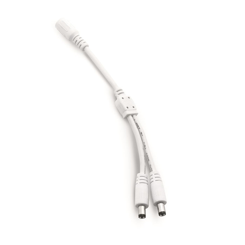 Kichler 2-Way DC Splitter | White Plastic | Low-Voltage LED Tape & Strip Lighting Accessory | 9in Length | Model 1DC2WH