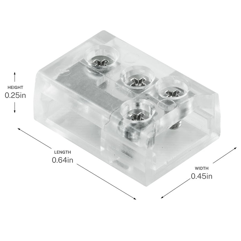 Kichler COB Dry 90 Degree Terminal Block Connector | Clear Plastic | Under Cabinet & Shelf Lighting | 0.64 x 0.45 x 0.25 in | Model 1TBCOB90CLR
