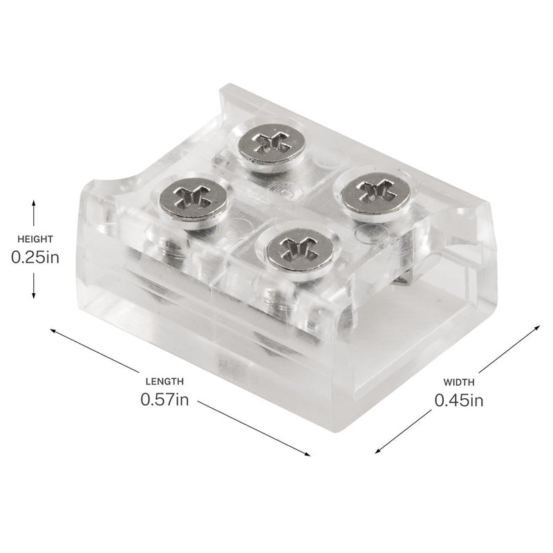 Kichler COB Dry Tape to Tape Terminal Block Connector | Clear Plastic | Under Cabinet & Shelf Lighting | 0.57 x 0.45 x 0.25 in | Model 1TBCOBTTCLR