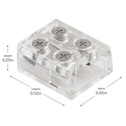 Kichler COB Dry Tape Terminal Block Connector | Clear Plastic | Under Cabinet & Shelf Tape Light Jumper | 0.52 x 0.45 x 0.25 in | Model 1TBCOBTWCLR