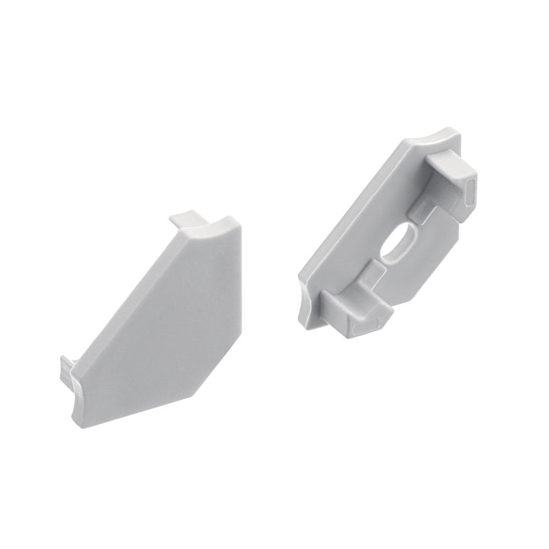 Kichler TE Standard Series 45° Surface Channel End Caps | Silver Plastic | 5 Pair for Under Cabinet Lighting | Model 1TEE145SFSSIL