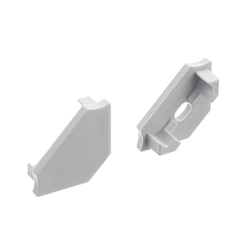 Kichler TE Standard Series 45° Surface Channel End Caps | Silver Plastic | 5 Pair for Under Cabinet Lighting | Model 1TEE145SFSSIL