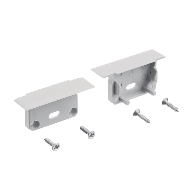 Kichler ILS TE Tape Ext End Cap 5 Pair Silver Plastic | Under Cabinet Lighting Accessory | Standard Recessed Channel | Model 1TEE2STRCSSIL