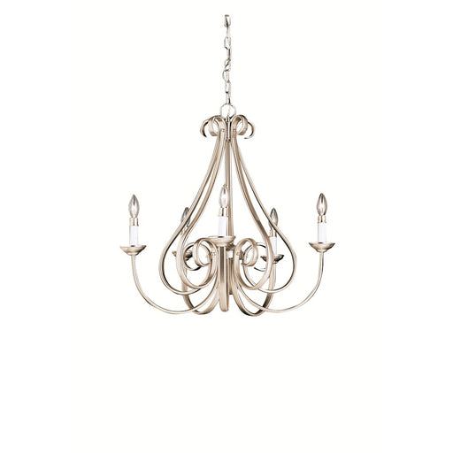 Kichler Dover 26in 5-Light Chandelier | Transitional Brushed Nickel Steel | Dining Room & Living Room | 26 x 24.5 in | Model 2021NI